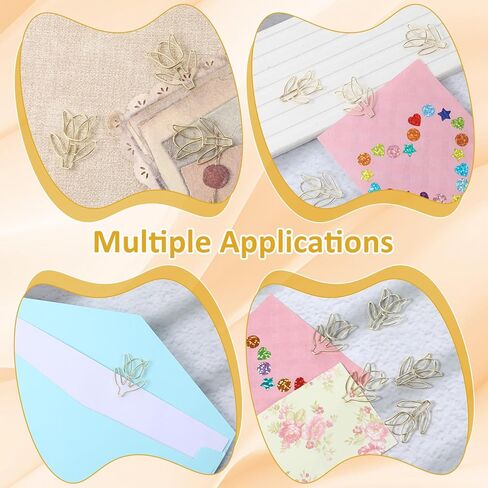 60Pcs Gold Cute Flower Shaped Paper Clips, Tulip Shaped Shape Paper Clips, Floral Shape Papers Clips, Funny Cutes Paperclips Bookmarks for Office Supplies Desk File Organization Wedding Decoration in Kuwait