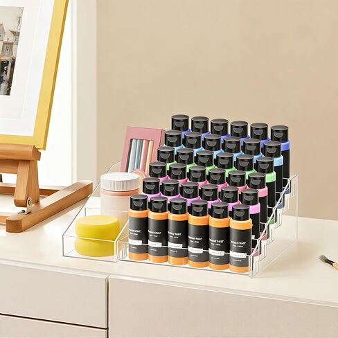 HBlife Acrylic Paint Organizer and 6 Tier Storage Rack Holder with Adjustable Side Storage, Clear Paint Station for Craft, Miniature Painting and Art Storage in Kuwait