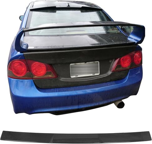 IKON MOTORSPORTS، جناح سقف النافذة الخلفية متوافق مع 2006-2015 Honda Civic Sedan 4-Door، نمط V أسود لامع ABS أعلى سقف واقي الزجاج الأمامي جناح سبويلر in Kuwait
