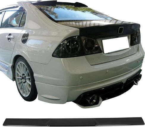 IKON MOTORSPORTS، جناح سقف النافذة الخلفية متوافق مع 2006-2015 Honda Civic Sedan 4-Door، نمط V أسود لامع ABS أعلى سقف واقي الزجاج الأمامي جناح سبويلر in Kuwait