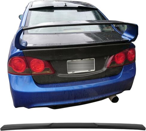 IKON MOTORSPORTS، جناح سقف النافذة الخلفية متوافق مع 2006-2015 Honda Civic Sedan 4-Door، نمط V أسود لامع ABS أعلى سقف واقي الزجاج الأمامي جناح سبويلر in Kuwait