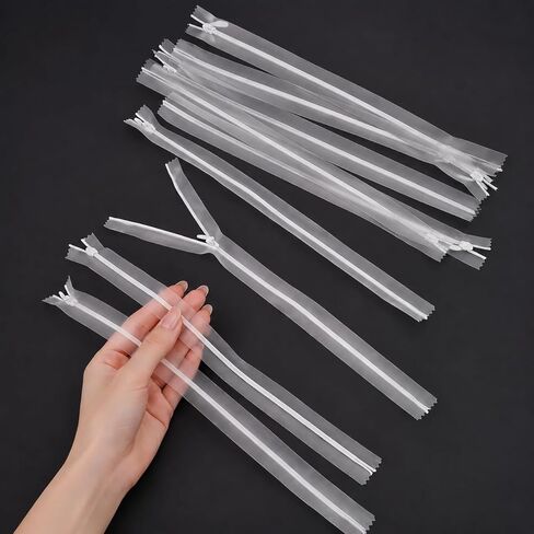 11pcs White Invisible Zippers for Sewing, Zip for DIY Clothing and Crafts, Durable and Easy to Install in Kuwait