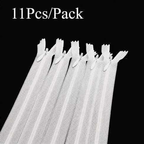11pcs White Invisible Zippers for Sewing, Zip for DIY Clothing and Crafts, Durable and Easy to Install in Kuwait