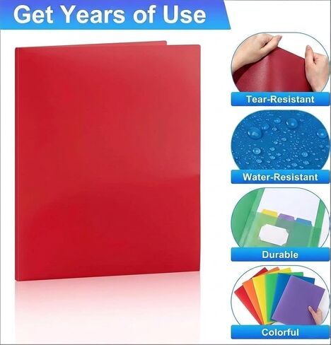 6 Pack Plastic Folders with Pockets, 6 Assorted Colors, 2 Pocket Folders for Documents, Heavy Duty Poly Pocket Folders with Business Card Slot, File Folders for Office School Home Organization in Saudi Arabia
