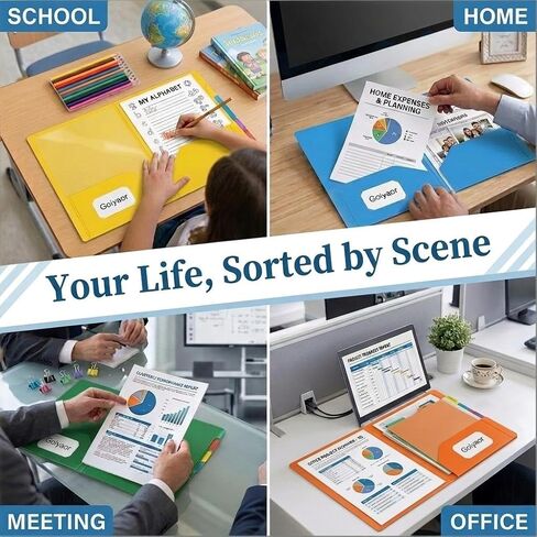 6 Pack Plastic Folders with Pockets, 6 Assorted Colors, 2 Pocket Folders for Documents, Heavy Duty Poly Pocket Folders with Business Card Slot, File Folders for Office School Home Organization in Saudi Arabia