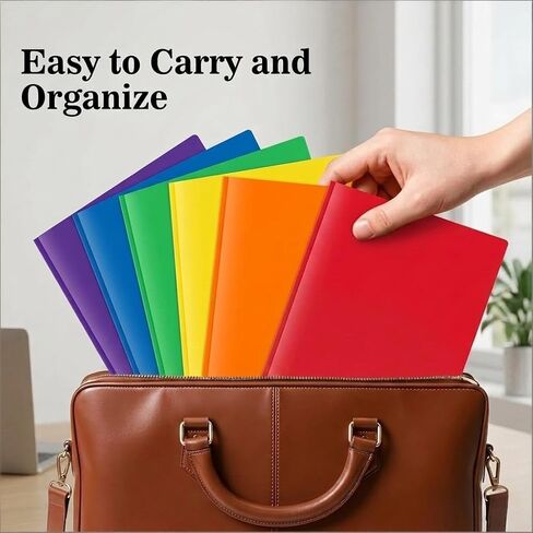 6 Pack Plastic Folders with Pockets, 6 Assorted Colors, 2 Pocket Folders for Documents, Heavy Duty Poly Pocket Folders with Business Card Slot, File Folders for Office School Home Organization in Saudi Arabia