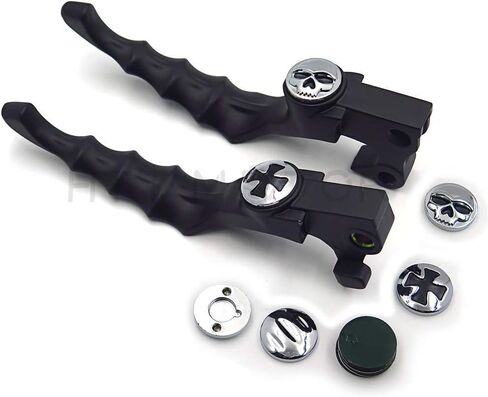 XKH- Motorcycle Parts Brake Clutch Hand Lever Compatible with Sportster 1200 883 883R Forty Eight Seventy Two Black Levers with Black Zumbie Cross Groove Covers [B00Y44ICNK] in Saudi Arabia