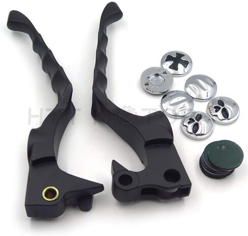 XKH- Motorcycle Parts Brake Clutch Hand Lever Compatible with Sportster 1200 883 883R Forty Eight Seventy Two Black Levers with Black Zumbie Cross Groove Covers [B00Y44ICNK] in Saudi Arabia