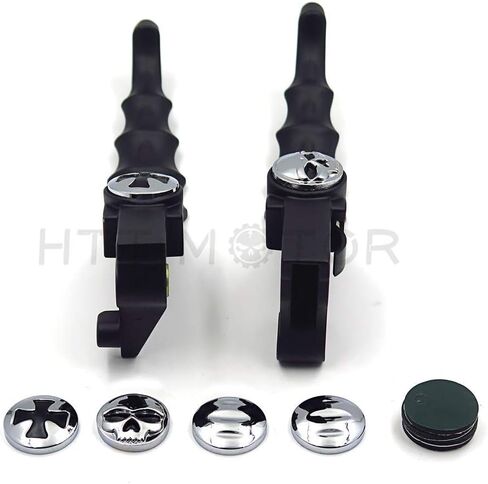 XKH- Motorcycle Parts Brake Clutch Hand Lever Compatible with Sportster 1200 883 883R Forty Eight Seventy Two Black Levers with Black Zumbie Cross Groove Covers [B00Y44ICNK] in Saudi Arabia