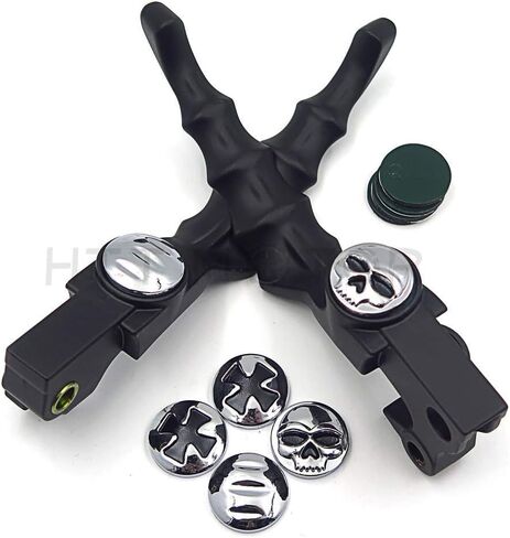 XKH- Motorcycle Parts Brake Clutch Hand Lever Compatible with Sportster 1200 883 883R Forty Eight Seventy Two Black Levers with Black Zumbie Cross Groove Covers [B00Y44ICNK] in Saudi Arabia