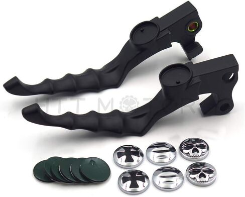 XKH- Motorcycle Parts Brake Clutch Hand Lever Compatible with Sportster 1200 883 883R Forty Eight Seventy Two Black Levers with Black Zumbie Cross Groove Covers [B00Y44ICNK] in Saudi Arabia
