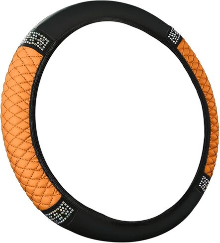 Bling Car Steering Wheel Cover, 15 Inch Rhinestones Soft Leather Elastic Steering Wheel Protector, Sparkly Crystal Diamond for Women, Car Interior Accessories for Most Cars (Pink) in Saudi Arabia
