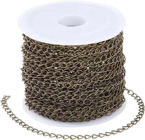 10M/32.8 Feet Antique Bronze Jewelry Chains Brass Link Chain 8 x 1mm Linking Rings Unwelded Vintage Cable Metal Connector Roll for Jewelry Necklaces Bracelets Earrings DIY Making Crafting in Kuwait