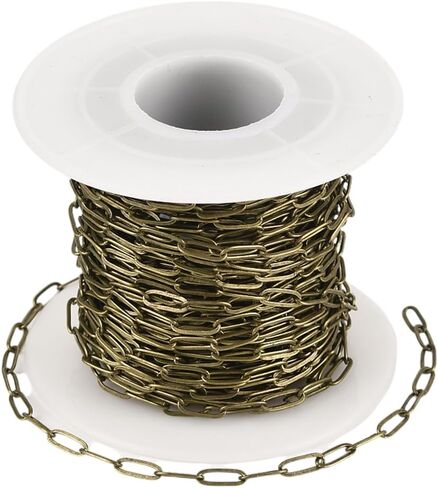 10M/32.8 Feet Antique Bronze Jewelry Chains Brass Link Chain 8 x 1mm Linking Rings Unwelded Vintage Cable Metal Connector Roll for Jewelry Necklaces Bracelets Earrings DIY Making Crafting in Kuwait