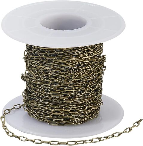 10M/32.8 Feet Antique Bronze Jewelry Chains Brass Link Chain 8 x 1mm Linking Rings Unwelded Vintage Cable Metal Connector Roll for Jewelry Necklaces Bracelets Earrings DIY Making Crafting in Kuwait