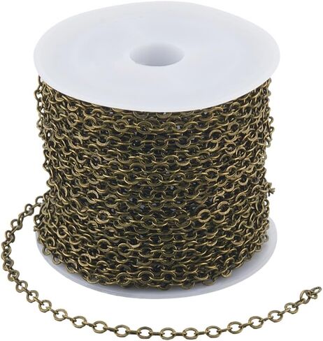 10M/32.8 Feet Antique Bronze Jewelry Chains Brass Link Chain 8 x 1mm Linking Rings Unwelded Vintage Cable Metal Connector Roll for Jewelry Necklaces Bracelets Earrings DIY Making Crafting in Kuwait