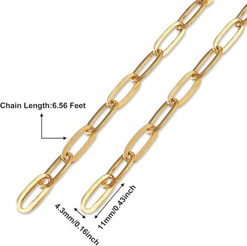 2M/6.6Feet Golden Plated Brass Paperclip Chain Link Cable Chains Spool for DIY Jewelry Bracelet Necklace Choker Making Supplies 11.6x4.3mm in Kuwait