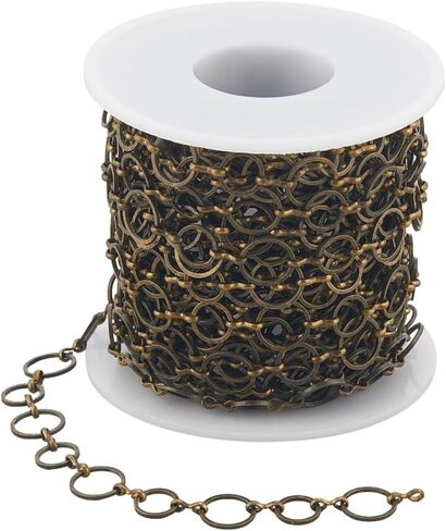 10M/32.8 Feet Antique Bronze Jewelry Chains Brass Link Chain 8 x 1mm Linking Rings Unwelded Vintage Cable Metal Connector Roll for Jewelry Necklaces Bracelets Earrings DIY Making Crafting in Kuwait