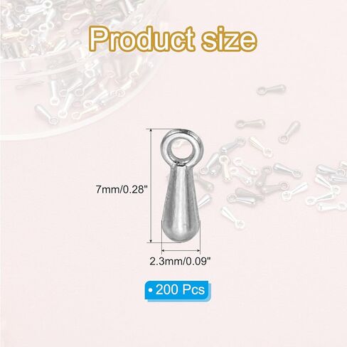 PATIKIL Extender Chain Teardrop, 400 Pcs Metal Tear Drop Dangle End Beads End Drop Charm Terminators for DIY Jewelry Findings Necklace Making Crafting Anklets, White in Kuwait