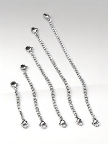 5Pcs Silver Stainless Steel Necklace Extender ，Necklace Extenders for Women，for Necklaces Bracelet Anklet Stainless Steel Chain Extenders for Jewelry Making (2in 3in 4in 5in 6in) in Kuwait