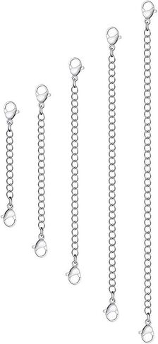 5Pcs Silver Stainless Steel Necklace Extender ，Necklace Extenders for Women，for Necklaces Bracelet Anklet Stainless Steel Chain Extenders for Jewelry Making (2in 3in 4in 5in 6in) in Kuwait