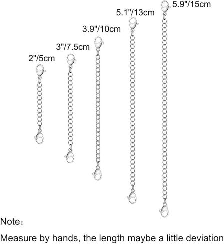 5Pcs Silver Stainless Steel Necklace Extender ，Necklace Extenders for Women，for Necklaces Bracelet Anklet Stainless Steel Chain Extenders for Jewelry Making (2in 3in 4in 5in 6in) in Kuwait