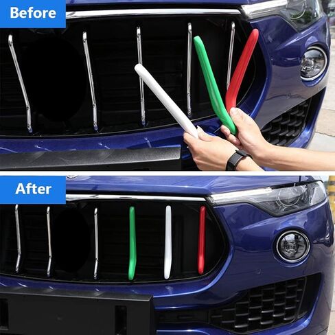 Car Front Grill Strips Trim Grille Inserts Car Glossy Front Grill Strips Trim Replacement for 2017-2018 3 Pcs Grille Inserts 3D Decoration in Kuwait