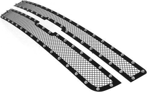 APS Compatible with Chevy Silverado 3500HD 2500HD 2007-2010 Main Upper Stainless Steel Black Mesh Rivet Studs Front Grill Grille Insert CL5774H in Kuwait