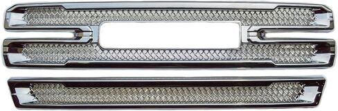 Trim Illusion Chrome Patented Front Grille Overlay for 2019-2021 GMC Sierra 1500 SLT & AT4 | Easy No-Tool Install | Triple Chrome Plated Finish | US Patented in Kuwait