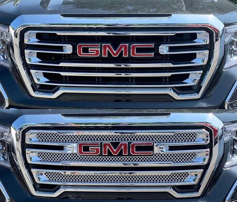 Trim Illusion Chrome Patented Front Grille Overlay for 2019-2021 GMC Sierra 1500 SLT & AT4 | Easy No-Tool Install | Triple Chrome Plated Finish | US Patented in Kuwait