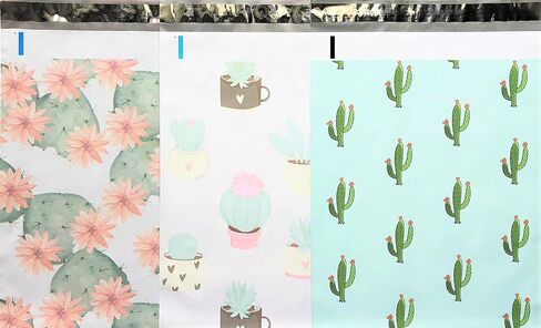 Designer Poly Mailers 10x13 : Cactus Mix ~ Flowering Cactus, Succulent, Mint Cactus; Printed Self Sealing Shipping Poly Envelopes Bag (30 Pcs Cactus Mix) in Saudi Arabia