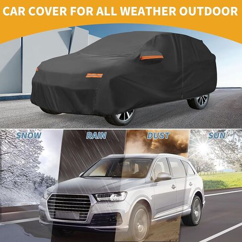 Car Cover Waterproof All Weather Sun Rain Protection Full Exterior Cover for Nissan X-Trail Black with Left Side Zippers in Kuwait