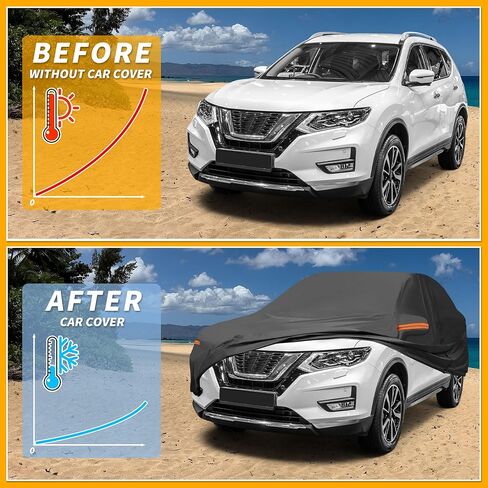 Car Cover Waterproof All Weather Sun Rain Protection Full Exterior Cover for Nissan X-Trail Black with Left Side Zippers in Kuwait