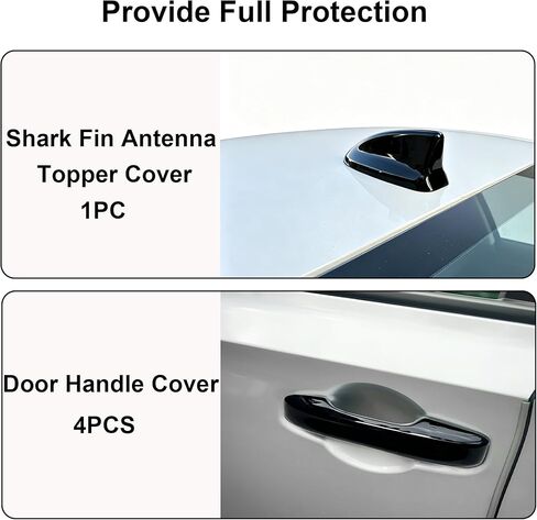 لسيارة Honda Civic 2022 2023 2024 2025 2026 CRV/HRV/Accord 2023-2026 واقي غطاء مقبض الباب سهل الارتداء وغطاء علوي لهوائي زعنفة القرش للسيارة الديكور الخارجي مادة ABS أسود لامع، 5 قطع in Kuwait