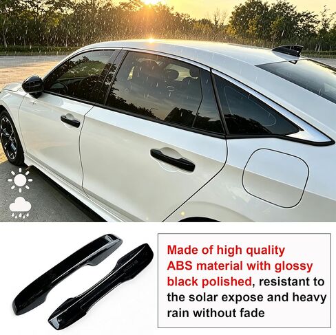 لسيارة Honda Civic 2022 2023 2024 2025 2026 CRV/HRV/Accord 2023-2026 واقي غطاء مقبض الباب سهل الارتداء وغطاء علوي لهوائي زعنفة القرش للسيارة الديكور الخارجي مادة ABS أسود لامع، 5 قطع in Kuwait