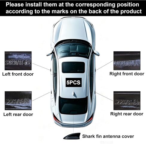 لسيارة Honda Civic 2022 2023 2024 2025 2026 CRV/HRV/Accord 2023-2026 واقي غطاء مقبض الباب سهل الارتداء وغطاء علوي لهوائي زعنفة القرش للسيارة الديكور الخارجي مادة ABS أسود لامع، 5 قطع in Kuwait
