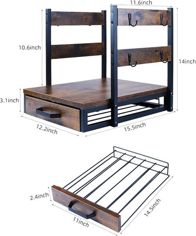 K Cup Holder, 35 Pod Capacity, Coffee Pod Holder Compatible with Keurig, Coffee Station Organizer for Countertop with Cup Rack, Rustic Brown in Saudi Arabia