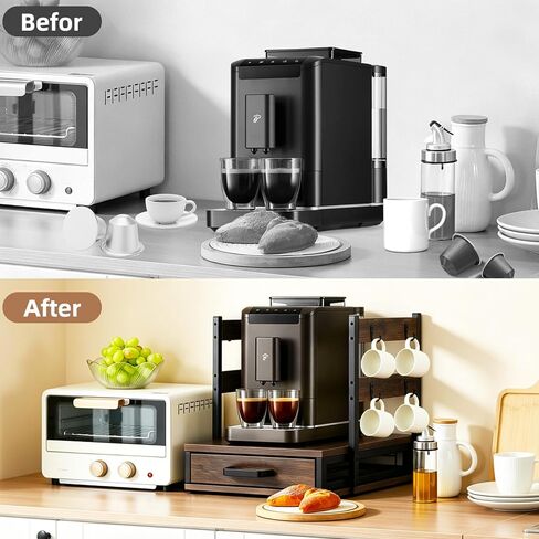 K Cup Holder, 35 Pod Capacity, Coffee Pod Holder Compatible with Keurig, Coffee Station Organizer for Countertop with Cup Rack, Rustic Brown in Saudi Arabia