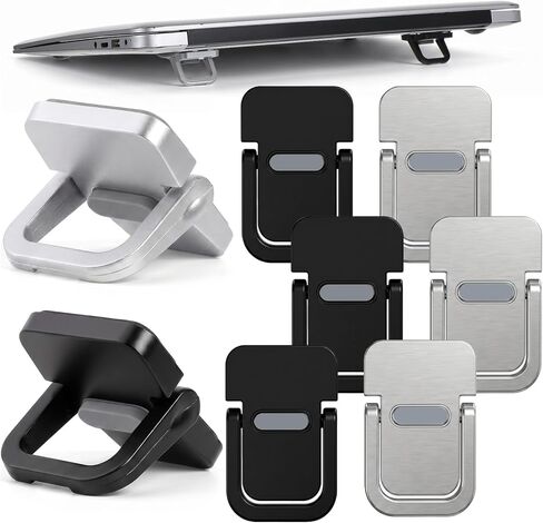 Bremorou 8 Piece Portable Keyboard Riser Mini Foldable Laptop Stand Self Adhesive Invisible Laptop Feet Dual Tilt Angle Adjustable Computer Keyboard Lift for Desk Ergonomic Black Silver in Kuwait