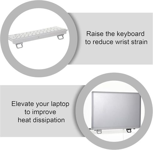 Bremorou 8 Piece Portable Keyboard Riser Mini Foldable Laptop Stand Self Adhesive Invisible Laptop Feet Dual Tilt Angle Adjustable Computer Keyboard Lift for Desk Ergonomic Black Silver in Kuwait