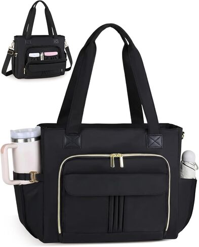 Prite Work Bag for Women 15.6 Inch Laptop Tote Large Capacity Teacher Nurse Bag with Luggage Strap and Bottle Holder in Saudi Arabia