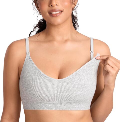 MOMANDA Ribbed Nursing Bras Support Maternity Wireless Bra for Breastfeeding in Saudi Arabia