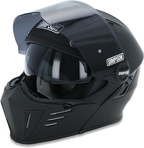 Simpson Mod Bandit Motorcycle Helmet - Flat Black - Large | Modular Full-Face Helmet Clear Visor Shield DOT ECE Certified for Street, Cruiser & Touring Riders (M59L3) in Saudi Arabia