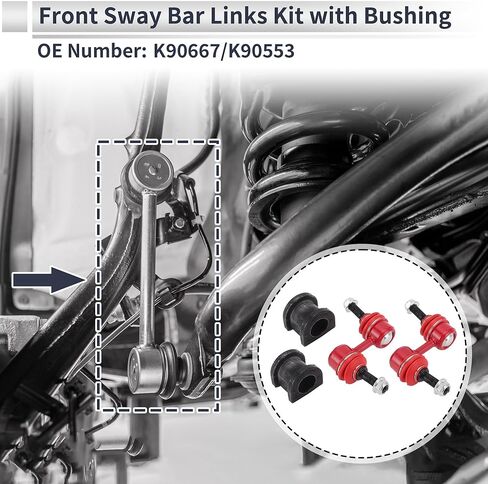 وصلات شريط التثبيت الأمامي مع 2 قطعة جلبة لهوندا CR-V 1997-2001 Sway Bar Link Kits تعليق بار نهاية الروابط رقم K90667/K90553 أحمر 1 Set in Kuwait