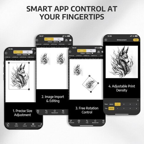 طابعة استنسل الوشم اللاسلكية من OFFNOVA - طابعة حرارية محمولة لنقل الوشم، معاينة ثلاثية الأبعاد، عمل خطي واقعي، متوافق مع iOS/Android/PC، يتضمن 10 أوراق نقل in Kuwait