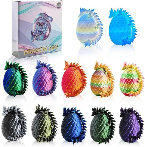 12PCS 3D Printed Dragon Eggs with Mini Dragons Inside, Easter Basket & Goodie Bag Fillers, Fun Fantasy Collectibles for Kids, Teens & Adults in Kuwait