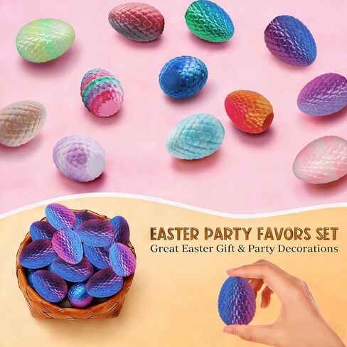 12PCS 3D Printed Dragon Eggs with Mini Dragons Inside, Easter Basket & Goodie Bag Fillers, Fun Fantasy Collectibles for Kids, Teens & Adults in Kuwait