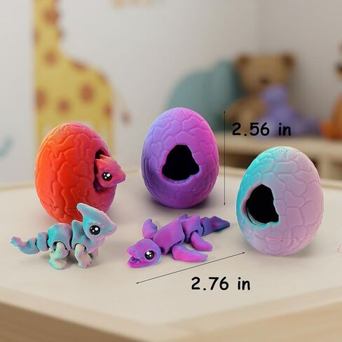 6 Pack 3D Printed Poseable Dragon Figures with Matching Eggs, Articulated Fidget Dragon Toy Set, Easter Basket Stuffers for Kids Teens, Dinosaur Party Favors Birthday Gifts in Saudi Arabia