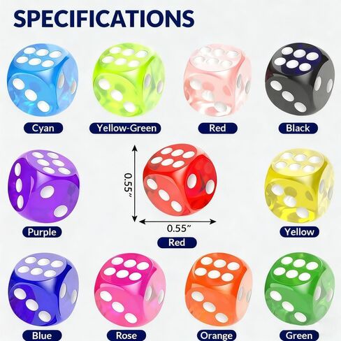 36 Pack 14MM 6 Sided Dice Office Products Set ure Translucent Furnit Colors Random in Kuwait