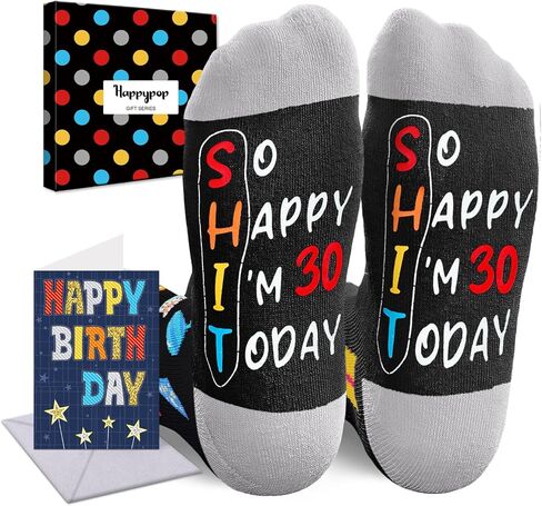 HAPPYPOP 30th Birthday Gifts Socks Ideas - Socks for 30 Year Olds Women Men, Best Gifts for 30 Year Olds, 30th Birthday Socks With Greeting Card in Saudi Arabia